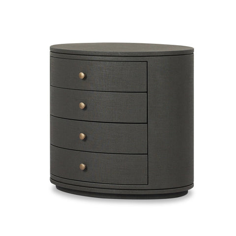 Amelia Oval Nightstand - Dark Green Lacquered Linen