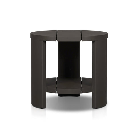 Roca Outdoor Round Metal End Table - Bronze