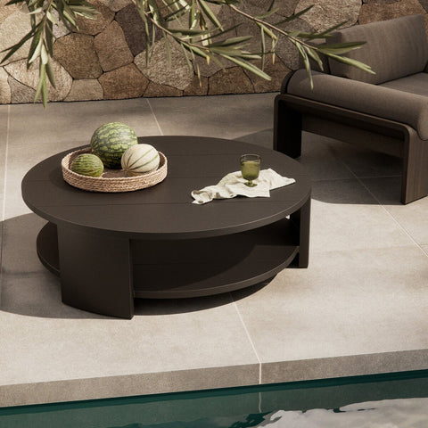 Roca Outdoor Round Metal Coffee Table - Bronze