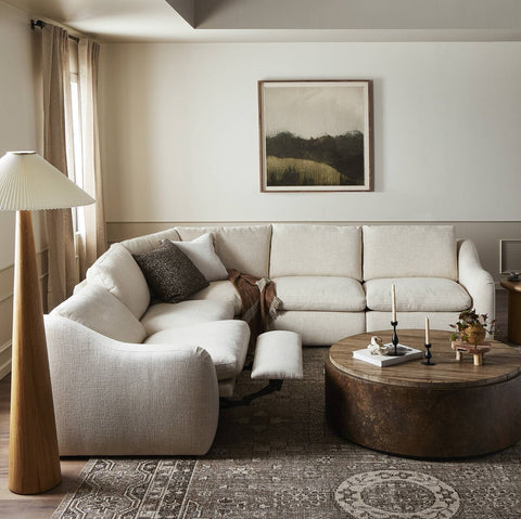 Crawford Power Recliner 5 Piece Sectional Sofa - Antigo Natural