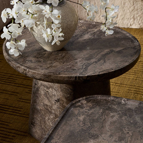 Zane End Table - Warm Grey Marble