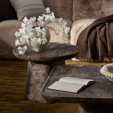 Zane End Table - Warm Grey Marble