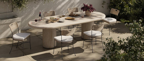 Poole Outdoor Dining Table - 102" - Textured Sand Concrete