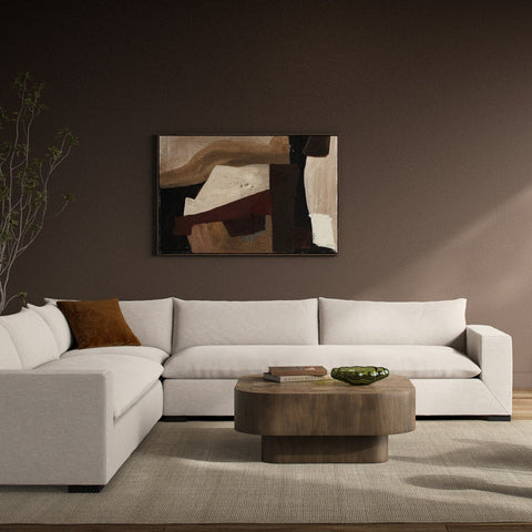 Grant 3 Piece Sectional With Arms 134"- Ashby Oatmeal