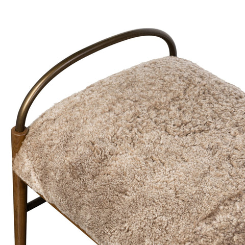 Demi Accent Bench - Beige Shearling - 60"