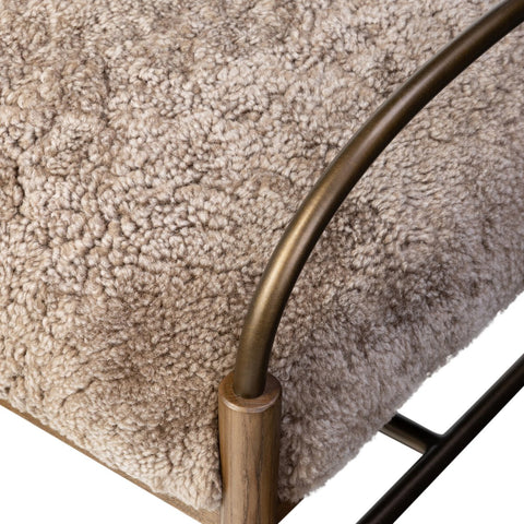 Demi Accent Bench - Beige Shearling - 60"