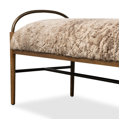 Demi Accent Bench - Beige Shearling - 60"