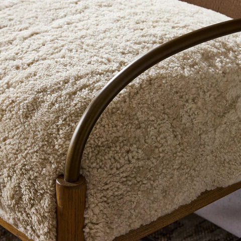 Demi Accent Bench - Beige Shearling - 60"