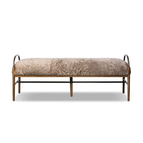 Demi Accent Bench - Beige Shearling - 60"