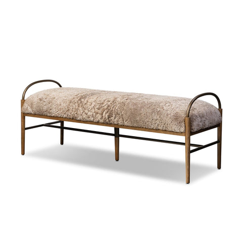 Demi Accent Bench - Beige Shearling - 60"