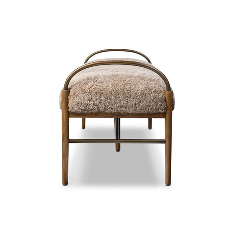 Demi Accent Bench - Beige Shearling - 60"