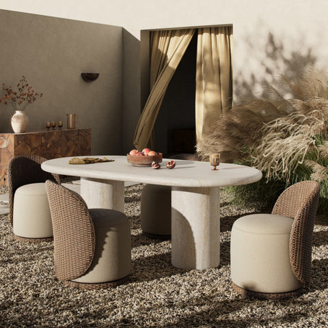 Poole Outdoor Dining Table - 78" - Textured Sand Concrete