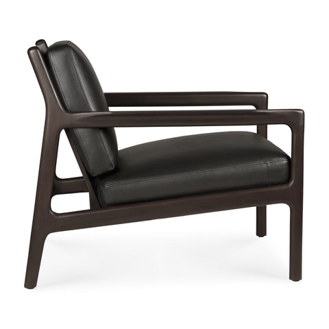 Jack Lounge Chair - Mahogany Dark Brown - Black Leather