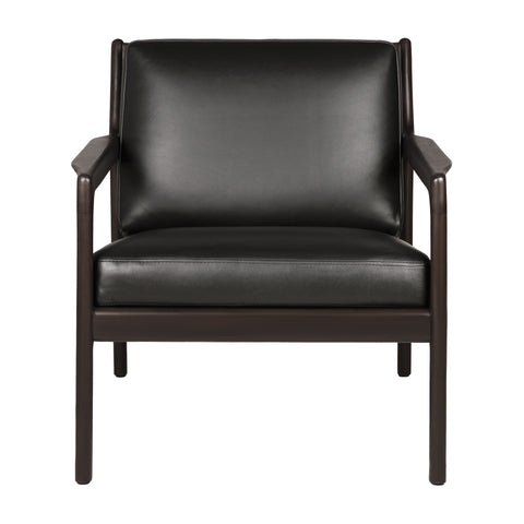 Jack Lounge Chair - Mahogany Dark Brown - Black Leather