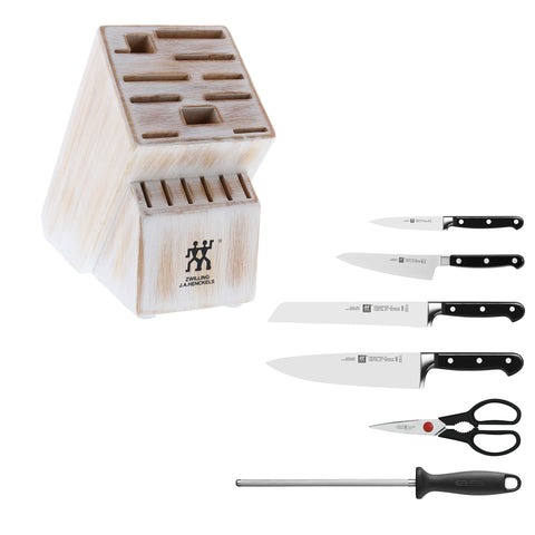Professional "S" - 7pc Knife Block Set - White Rustic