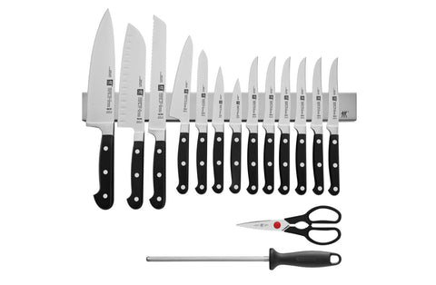 Professional "S" - 16pc Stainless Magnetic Knife Bar Set