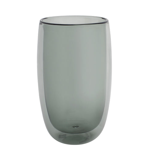Sorrento Double Wall Glassware - 2Pc Latte Glass, Smoke Grey
