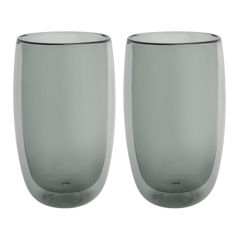 Sorrento Double Wall Glassware - 2Pc Latte Glass, Smoke Grey
