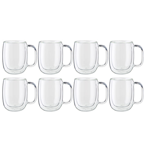 Sorrento Plus Double Wall Glassware - 8 Pc Coffee Glass Mug Set