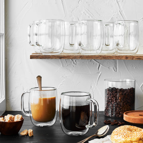 Sorrento Plus Double Wall Glassware - 8 Pc Coffee Glass Mug Set