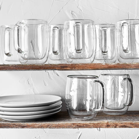 Sorrento Plus Double Wall Glassware - 8 Pc Coffee Glass Mug Set