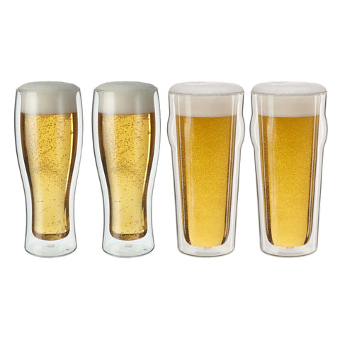 Sorrento Double Wall Glassware - 4Pc Beer Glass Set