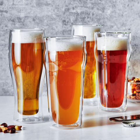 Sorrento Double Wall Glassware - 4Pc Beer Glass Set