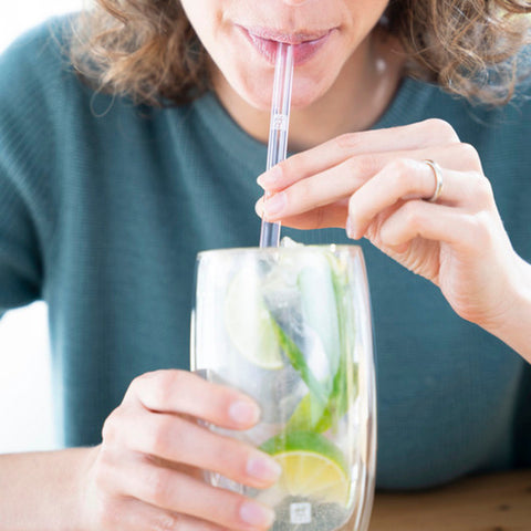 Sorrento Glassware - Glass Straw Set - Clear Straight