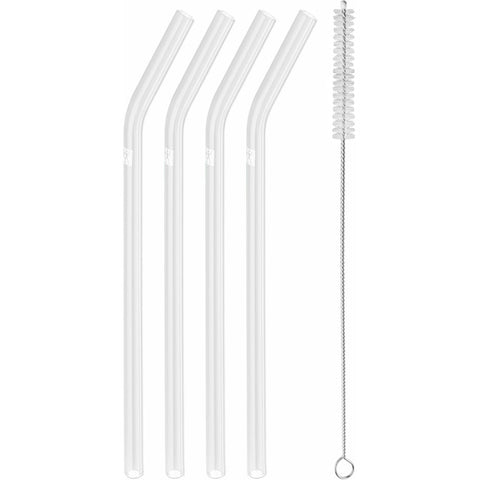Sorrento Glassware - Glass Straw Set - Clear Bent