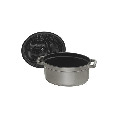 Cast Iron - 1-qt Oval Pig Cocotte - Graphite Grey