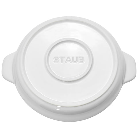 Ceramics - 8" Round Covered Brie Baker - White