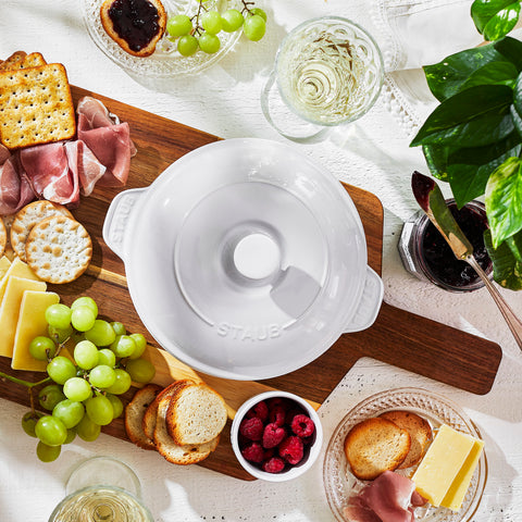 Ceramics - 8" Round Covered Brie Baker - White