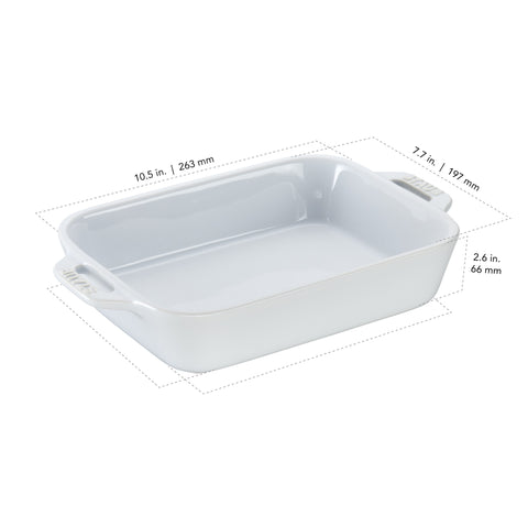 Ceramics - 10.5" X 7.5" Rectangular Baking Dish - White