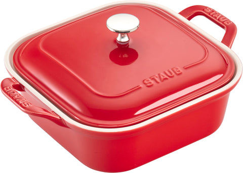 Ceramics - 9" Square Covered Baking Dish - Cherry