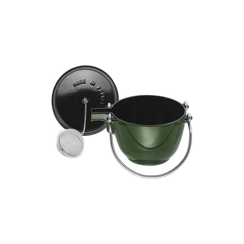 Cast Iron - 1-qt Round Tea Kettle - Basil
