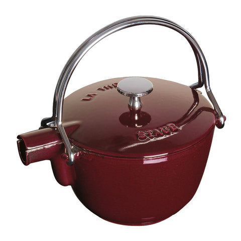 Cast Iron - 1-qt Round Tea Kettle - Grenadine