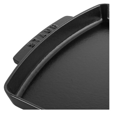 Cast Iron - 13" X 9" Rectangular Serving Dish with Wood Base -Black