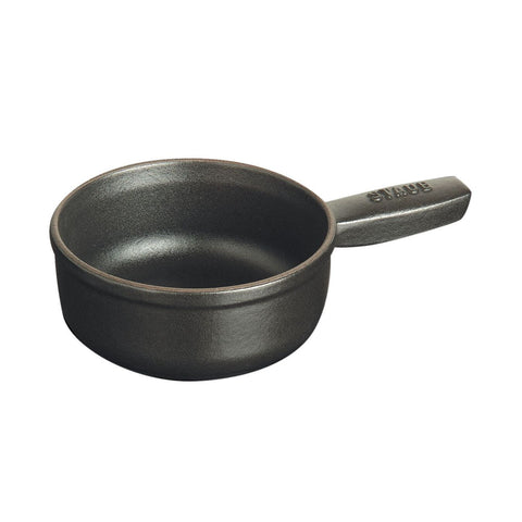 Cast Iron - 12-oz Mini Cheese Fondue Pot - Black