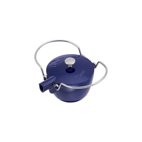 Cast Iron - 1-qt Round Tea Kettle - Dark Blue