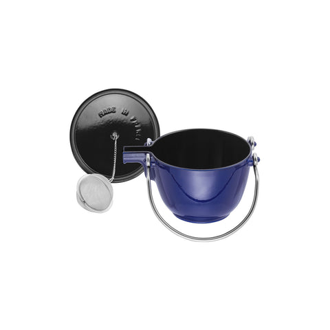 Cast Iron - 1-qt Round Tea Kettle - Dark Blue