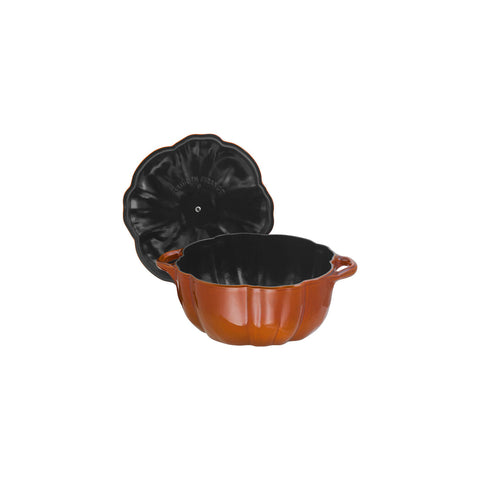 Cast Iron - Specialty Shaped Dutch Ovens - 3.5-qt Pumpkin Dutch Oven - Burnt Orange w/ Stainless Knob