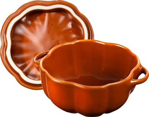 Ceramics Specialties - 16-oz Petite Pumpkin Cocotte - Burnt Orange