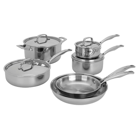 RealClad  - 10-pc Stainless Steel Polished Interior Cookware Set