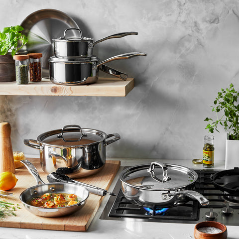 RealClad  - 10-pc Stainless Steel Polished Interior Cookware Set