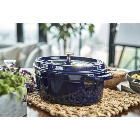 Cast Iron - Oval Dutch Ovens - 7-qt Oval Dutch Oven - Dark Blue