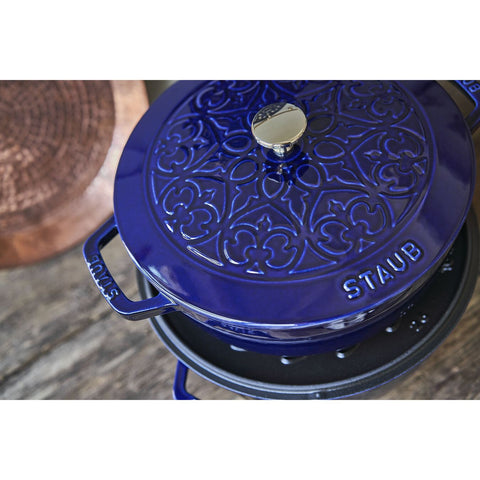 Cast Iron - Specialty Shaped Dutch Ovens - 3.75-qt Essential French Oven Lilly Lid - Dark Blue