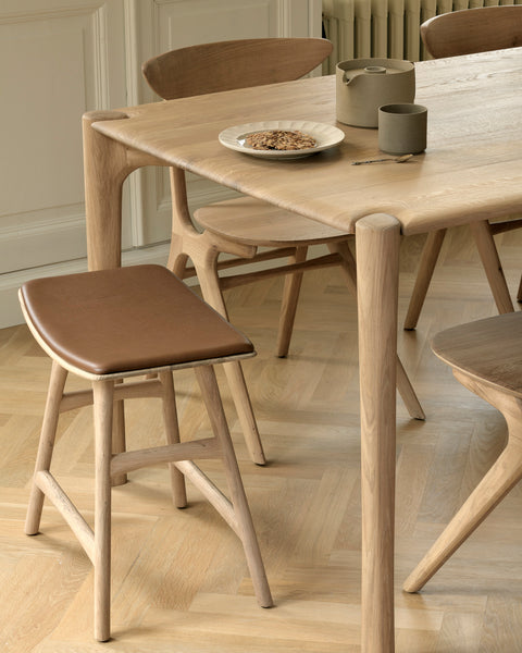 Osso Dining stool - Oak - Cognac Leather