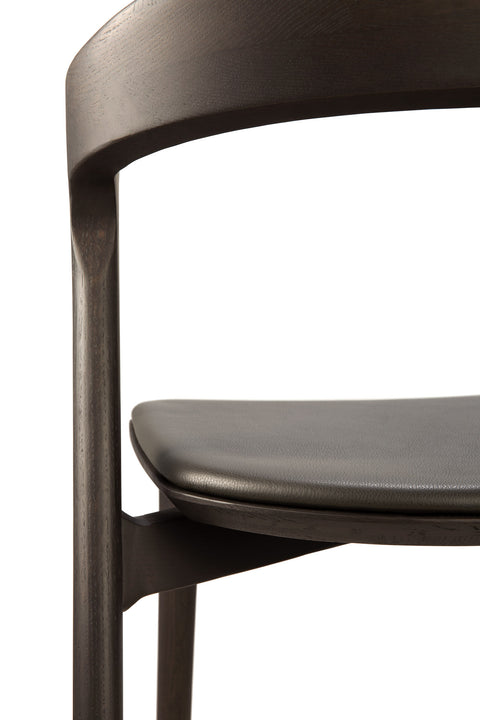 Bok dining chair - Brown Oak - Brown Leather - Varnished