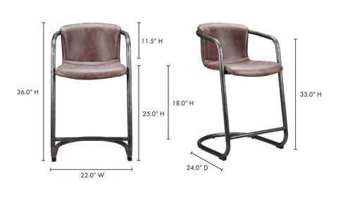 Freeman Counter Stool Grazed Brown Leather