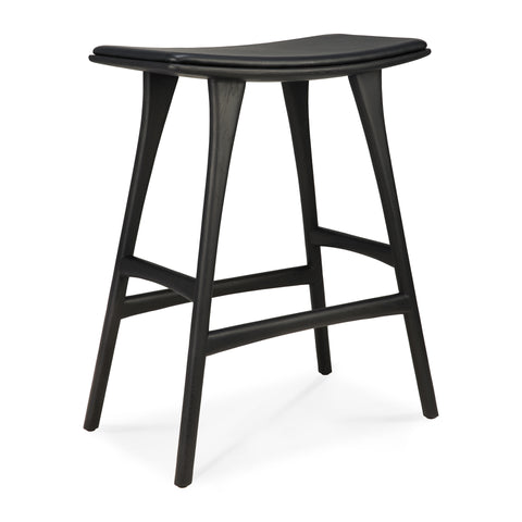 Osso counter stool - Black Oak - Black Leather